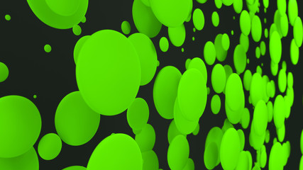 Green discs of random size on black background