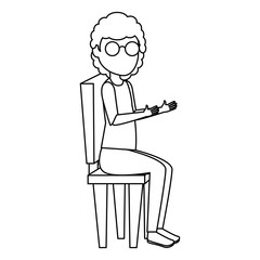 beautiful and young woman in the chair