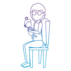 cute grandmother with granddaughter in the chair