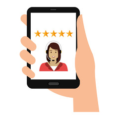 hand using smartphone with callcenter agent