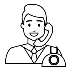 call center agent with telephone