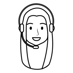 call center woman with headset character