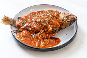 Fried fish with chili sauce