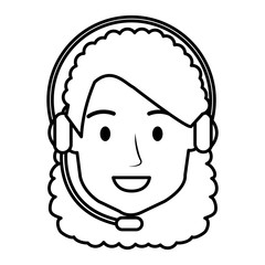 call center woman with headset character
