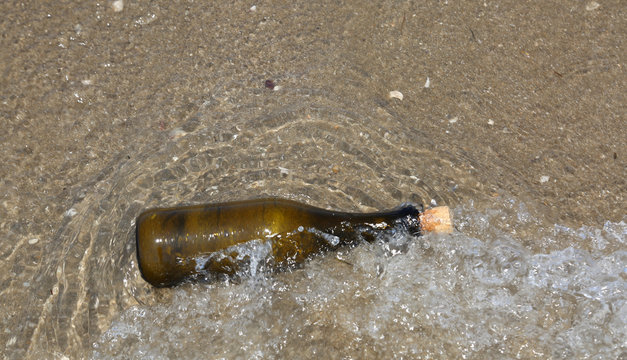 message in a bottle on the water