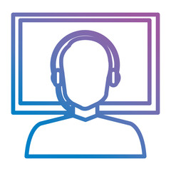 call center agent with headset and display