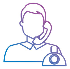 call center agent with telephone