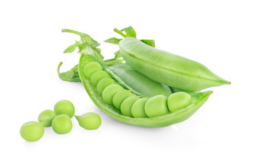 Green soybeans isolated on white background.