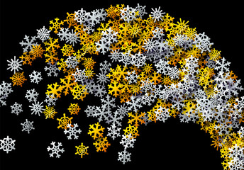 Christmas snowflakes scattered card for winter holidays