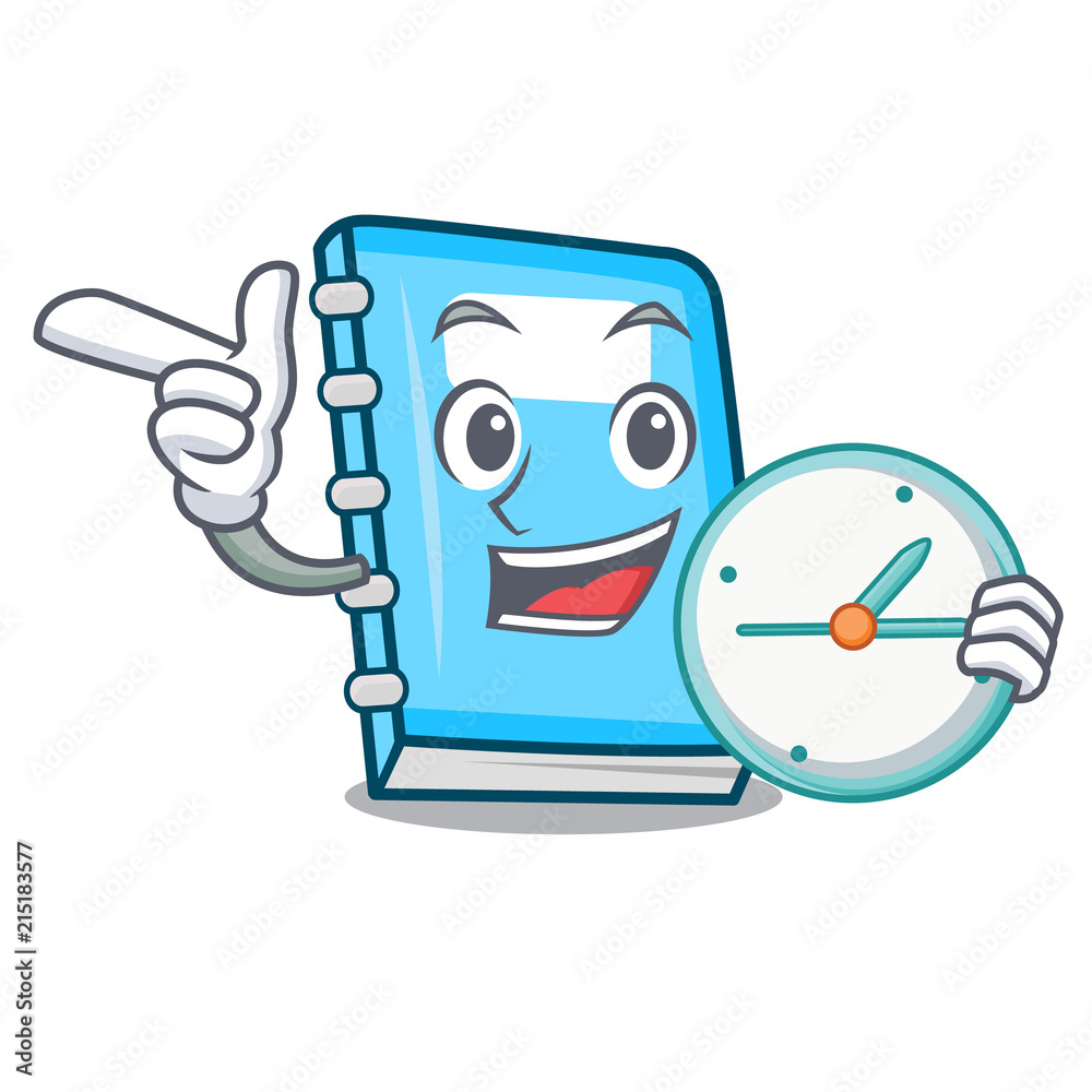 Poster With clock education character cartoon style