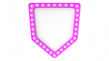 Pink marquee light board sign retro on white background. 3d rendering
