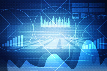 2d rendering Stock market online business concept. business Graph 