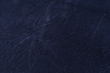 Natural blue leather texture. Abstract background, empty template.