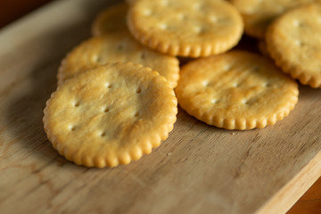 Crispy Crackers on wooden board