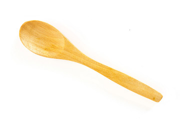 Wooden spoon on white background