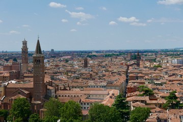 Verona and river Adige viewed from the hilltop point at Castle San Pietro. 