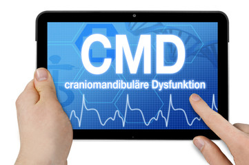 Tablet mit Diagnose craniomandibuläre Dysfunktion CMD