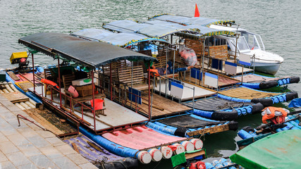 Fototapeta na wymiar Pleasure boats on the Li River