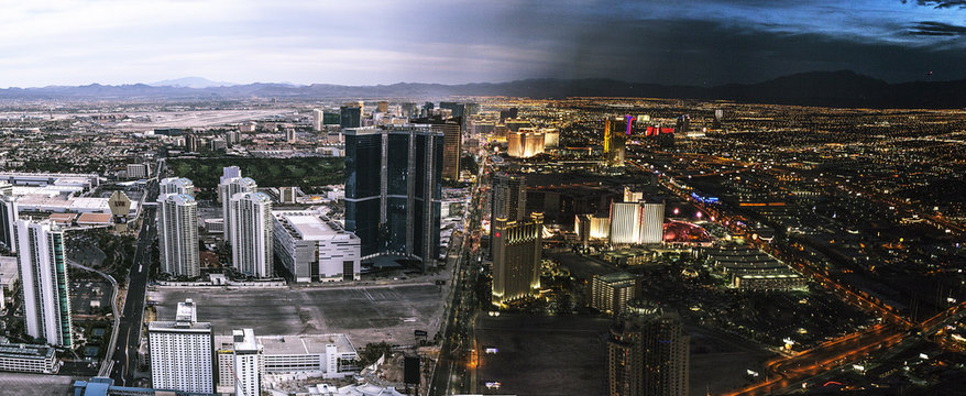 Las Vegas Split Between Day And Night