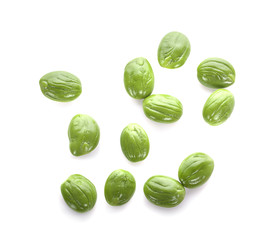 Parkia speciosa seeds or bitter bean on white background