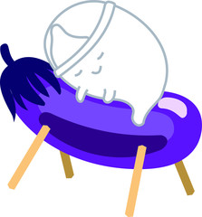 Eggplant of Japanese Bon Festival with a cute ghost