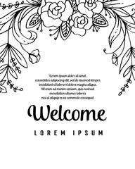 Obraz premium Hand draw welcome floral theme vector illustration
