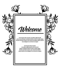 Welcome card floral design on white background vector illustration