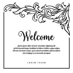 welcome with floral banner on White Background vector illustration