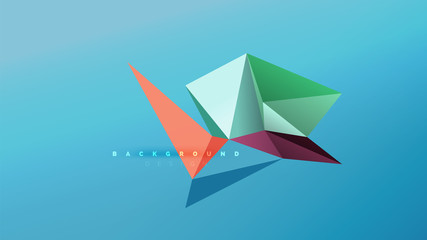 Abstract background - geometric origami style shape composition, triangular low poly design concept. Colorful trendy minimalistic illustration