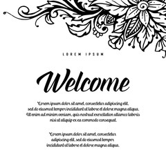 Welcome Floral Lettering Design Illustration Vector Collection