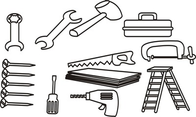 Set of carpentry equipment. vector illustration.