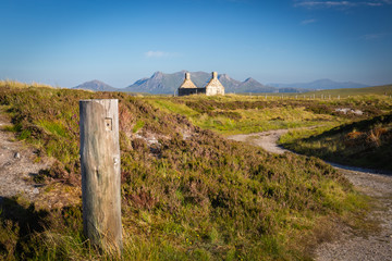 Ben Loyal from the Kyle of Tongue in Sutherland in the Scottish Highlands. - obrazy, fototapety, plakaty