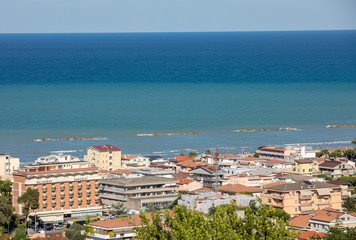 Fototapeta na wymiar Roseto degli Abruzzi, Abruzzo, Italy. Roseto degli Abruzzi is also known as the 'Lido delle Rose' because of the great variety of roses and oleanders