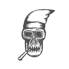 Hip hop skull smoking illustration for t shirt, card, sticker