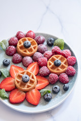 Waffle with berries for kids