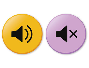 Button orange violett - Ton an/aus