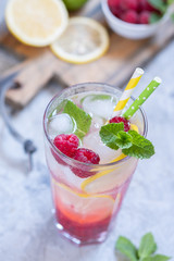 Raspberry lemonade. Iced summer drink.