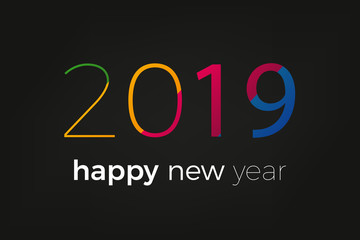 Happy new year 2019 gestreifte Zahlen