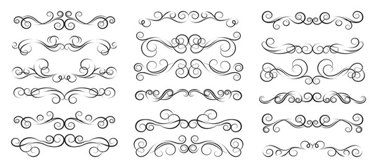 Set of vector calligraphic elements and page decorations - Illustration