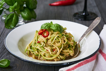 Fresh zucchini salad with pepper and herbs       