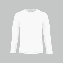 Front views of Men's white long sleeve t-shirt on white background