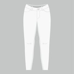 Front views of women's white jeans on white background