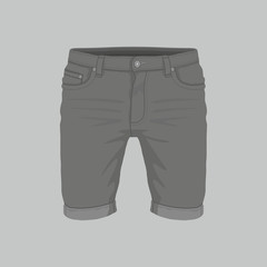 Front views of Men's black denim shorts on white background