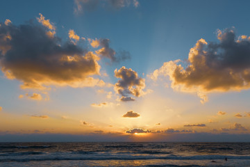  sunset on the Mediterranean sea in Haifa Israel