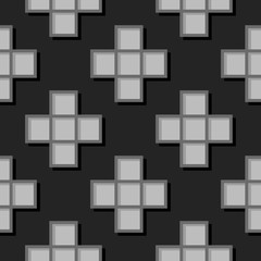 Obraz premium Seamless geometric background with square elements. Black and gray 3d pattern