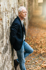 Portrait of handsome mature man, light effect