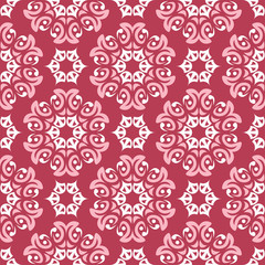 Red and beige floral seamless pattern. Pale red colored background