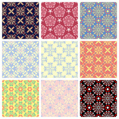 Colored set with flower elements. Floral seamless pattern.