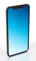 Up to date full screen smartphone isolated on white background. 3D illustration