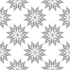 Gray floral seamless pattern on white background
